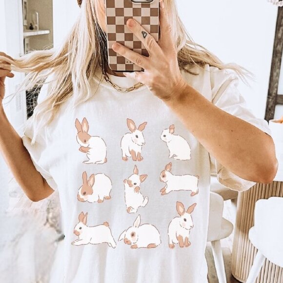 Tops - Cute Rabbit Lover Shirt, Happy Easter Day Tee, Bunny Lover Gift